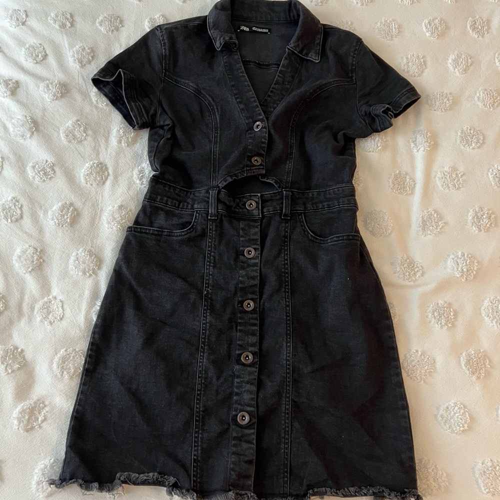 Denim button up dress EUC